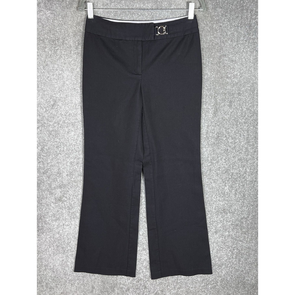 Worthington Stretch Dress Pants‎ Womens Size 4 Black Bootcut Ribbed Texture
